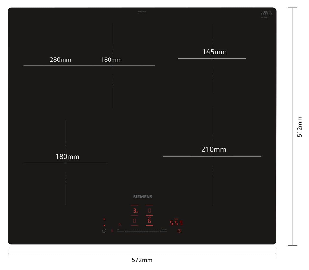 iQ300 EH601HFB1E autarkes 60 cm Induktions Kochfeld/Herdplatte 4 Zone(n) 