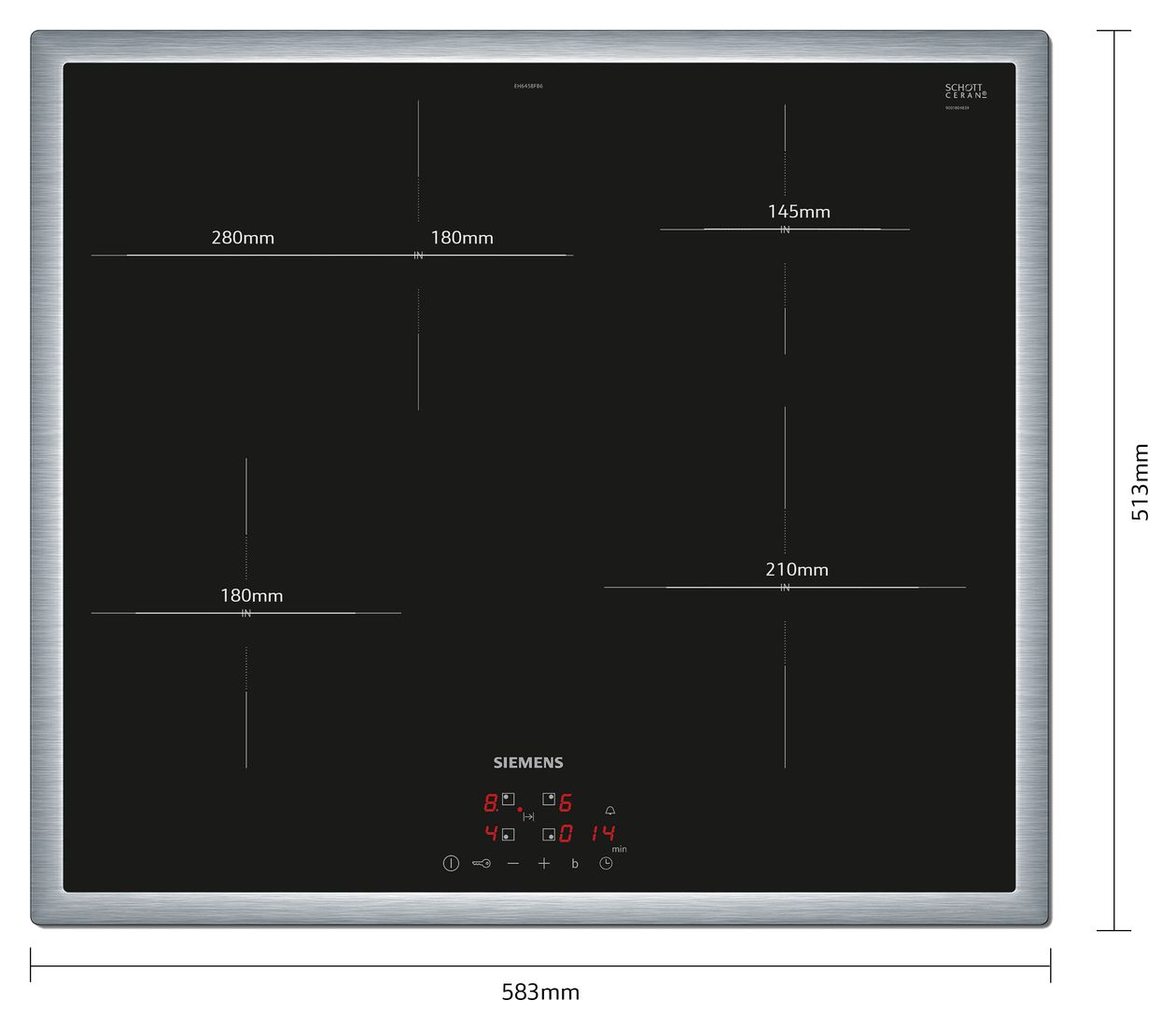 iQ300 EH645BFB6E autarkes 60 cm Induktions Kochfeld/Herdplatte 4 Zone(n) 