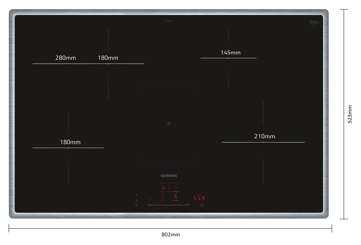 iQ300 EH845HFB1E autarkes 80 cm Kochfeld/Herdplatte 4 Zone(n) 