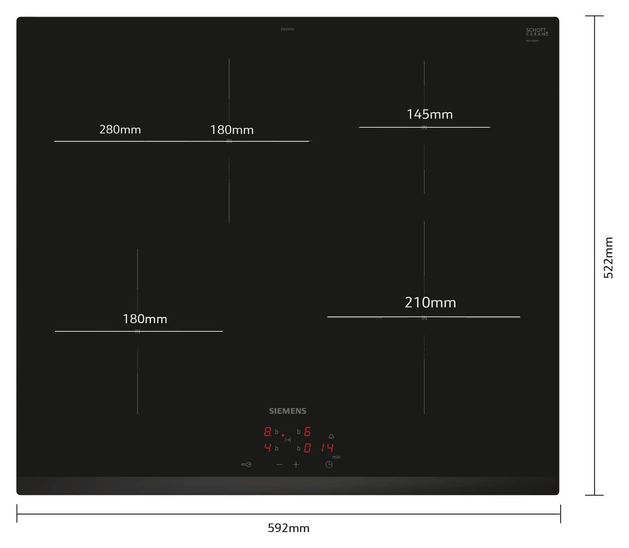 iQ300 EI631CFB1E herdgebundenes 60 cm Induktions Kochfeld/Herdplatte 4 Zone(n) 