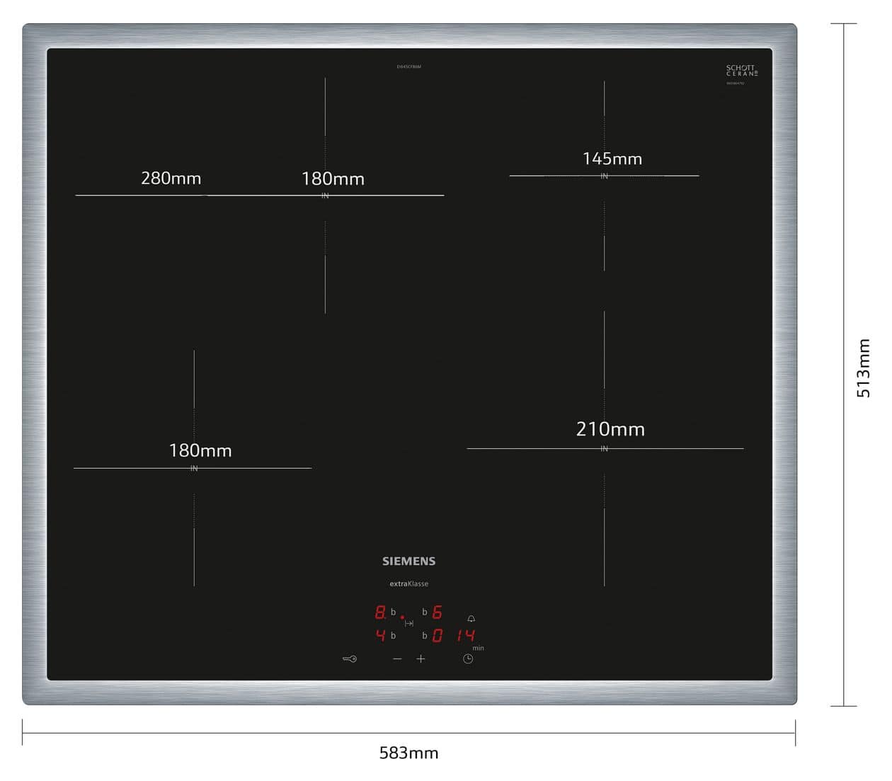 iQ300 EI645CFB6M herdgebundenes 60 cm Induktions Kochfeld/Herdplatte 4 Zone(n) 
