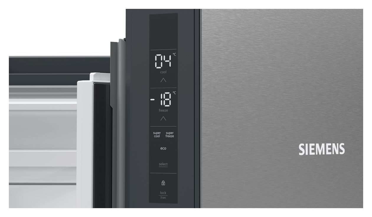 iQ300 KF96NVPEA Side-by-Side Kühl-/ Gefrierkombination French Door 405 l / 200 l 333 kWh NoFrost 1830 mm x 910 mm  (Silber) 