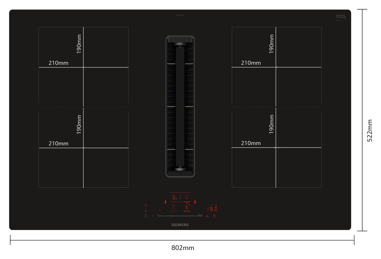 iQ500 ED811HQ26E autarkes 80 cm Induktions Kochfeld/Herdplatte 4 Zone(n) 