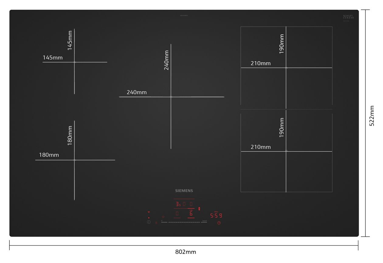 iQ500 ED81AHWB1E autarkes 80 cm Induktions Kochfeld/Herdplatte 5 Zone(n) 