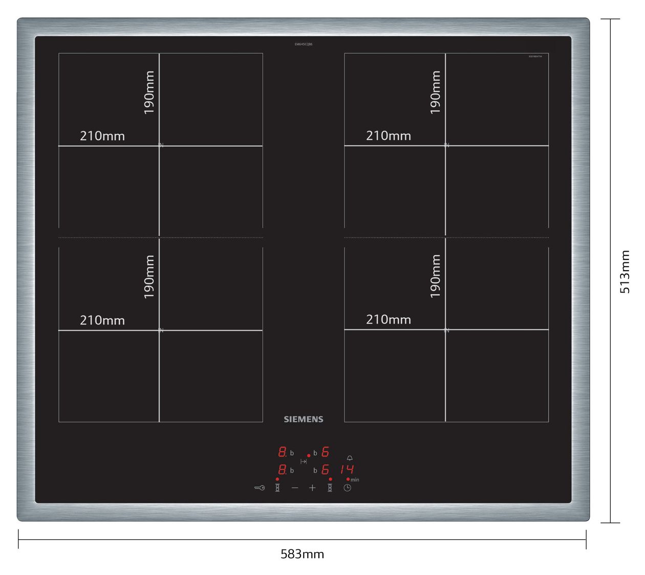 iQ500 EM645CQB6E herdgesteuert 60 cm Induktions Kochfeld/Herdplatte 4 Zone(n) 