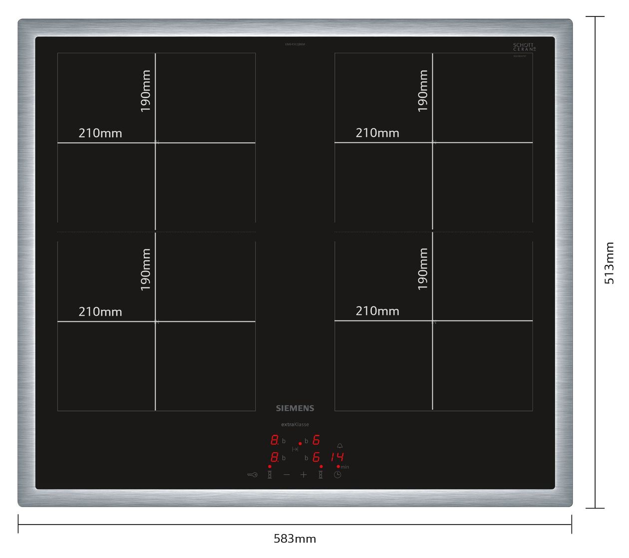 iQ500 EM645CQB6M herdgebundenes 60 cm Induktions Kochfeld/Herdplatte 4 Zone(n) 