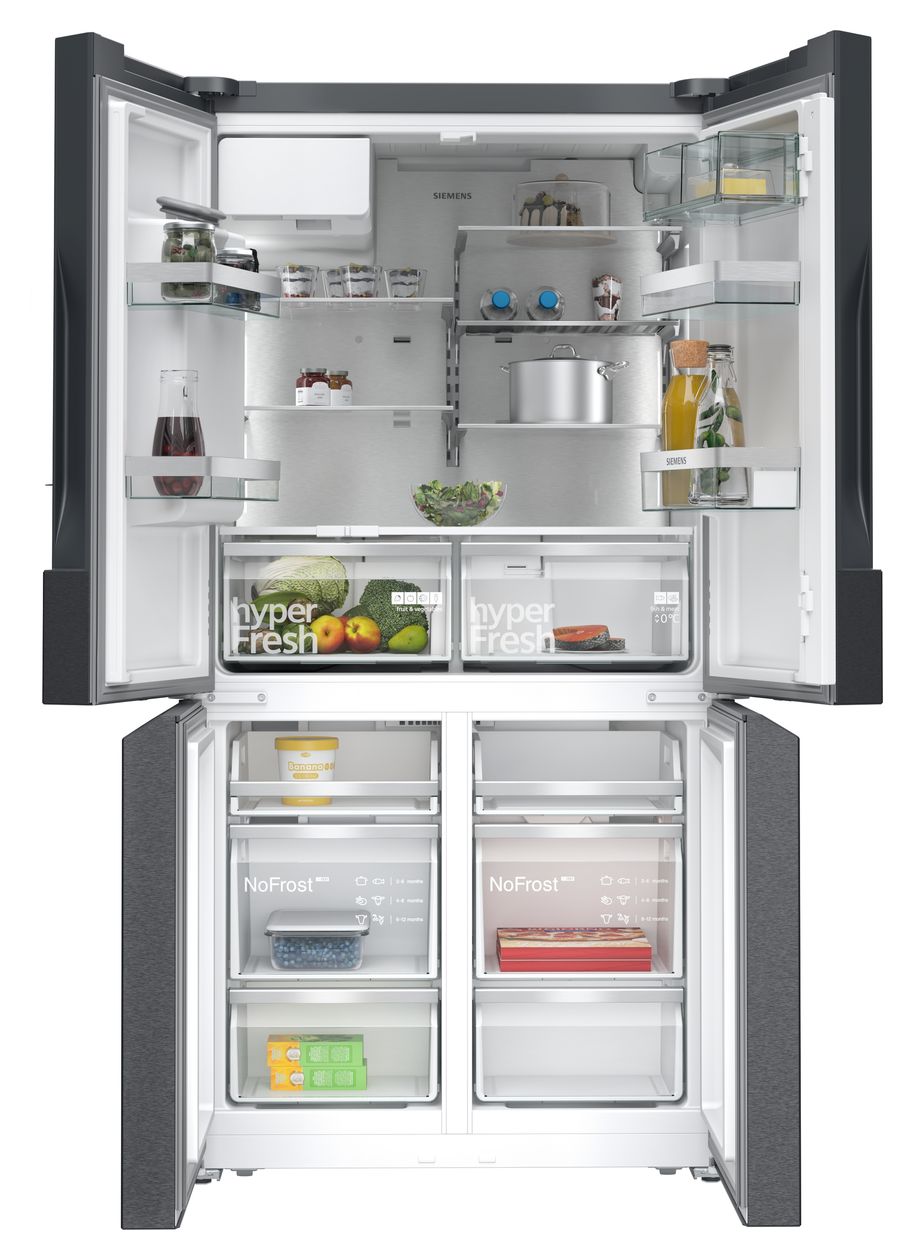iQ500 KF96DAXEA Side-by-Side Kühl-/ Gefrierkombination 375 l / 199 l 327 kWh NoFrost 1830 mm x 905 mm  (Schwarz, Edelstahl) 