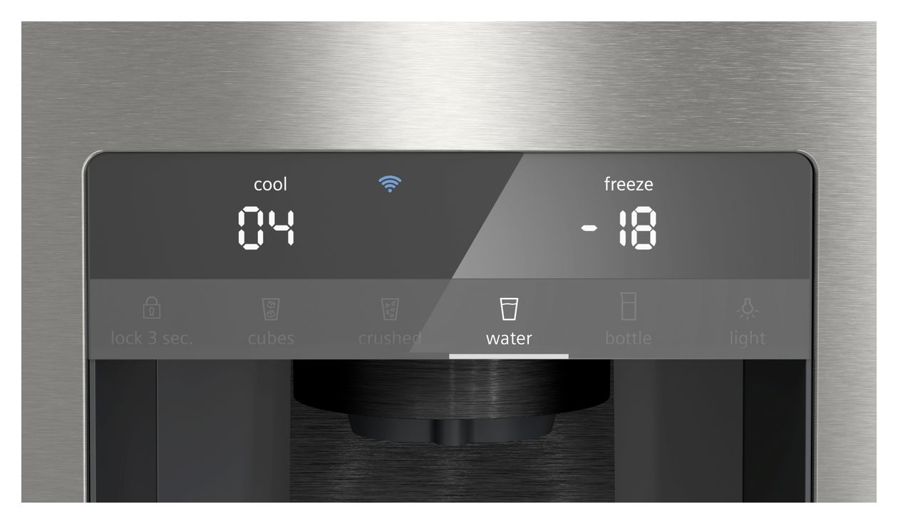 iQ500 KF96IAPEA Side-by-Side Kühl-/ Gefrierkombination 375 l / 199 l 327 kWh NoFrost 1830 mm x 905 mm  (Gebürsteter Stahl) 
