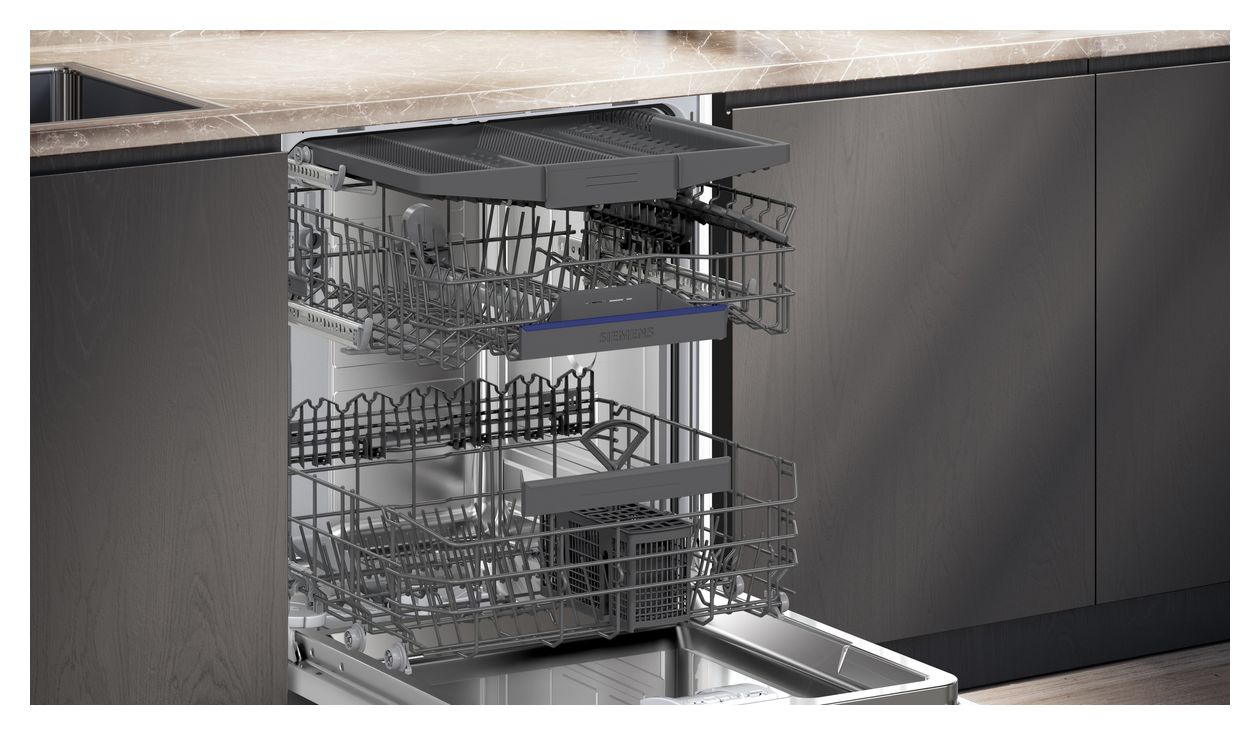 IQ500 SN15EW06CS 60 cm Geschirrspüler teilintegriert (ohne Front) Sehr leise 14 Maßgedecke aquaStop Funktion Heat exchanger/Drying assistant 