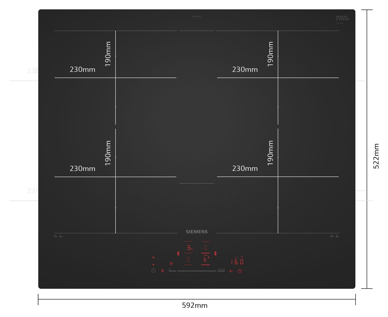 iQ700 EX61AHYC1E autarkes 59.2 cm Induktions Kochfeld/Herdplatte 4 Zone(n) 