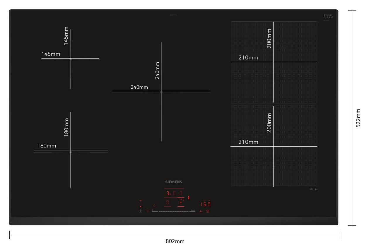 iQ700 EX851HVC1E autarkes 80 cm Induktions Kochfeld/Herdplatte 5 Zone(n) 