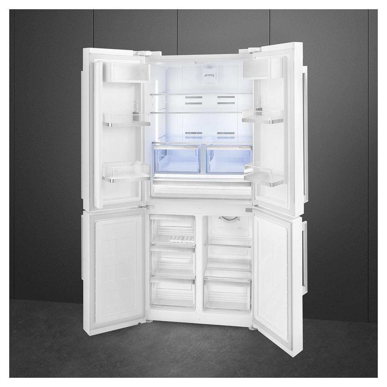 FQ60BDE Side-by-Side Kühl-/ Gefrierkombination 376 l / 196 l 338 kWh NoFrost 1820 mm x 908 mm  (Weiß) 
