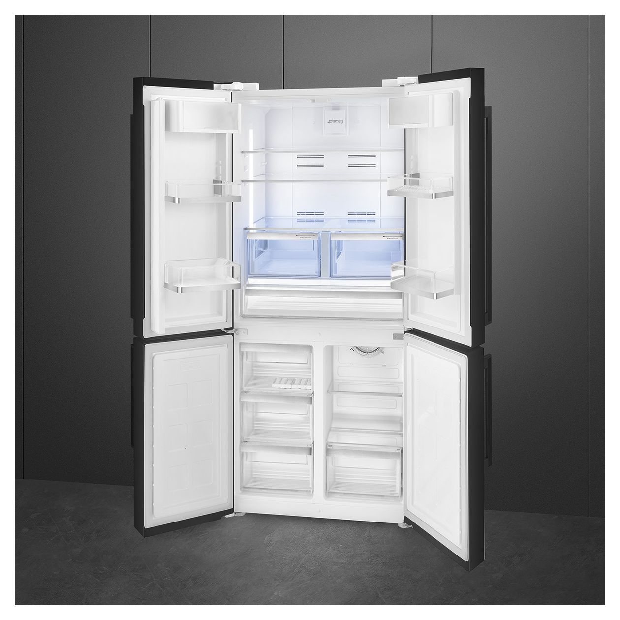 FQ60NDE Side-by-Side Kühl-/ Gefrierkombination French Door 376 l / 196 l 338 kWh NoFrost 1820 mm x 908 mm  (Schwarz) 