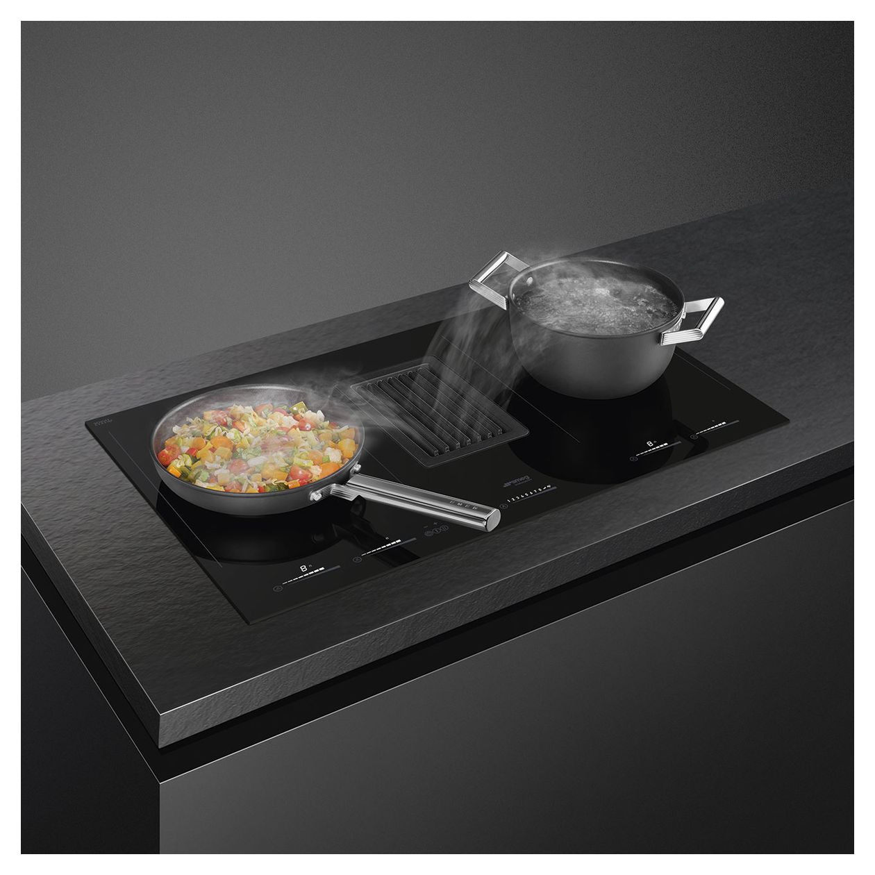 HOBD682D1 autarkes 80 cm Induktions Kochfeld/Herdplatte 2 Zone(n) mit in­te­grier­tem Dunstabzug 