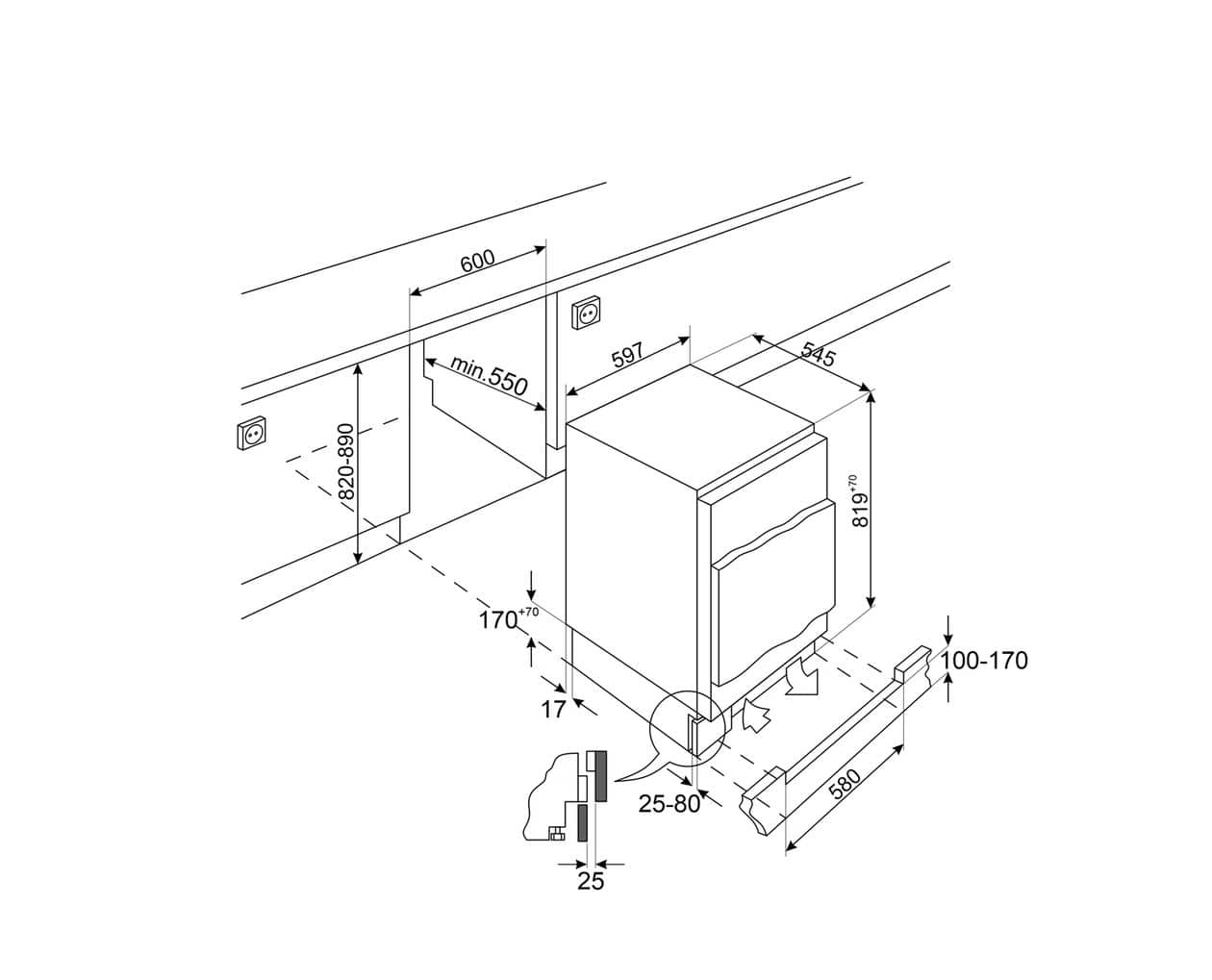 U8C082DE 94 l 82 cm Einbaukühlschrank EEK: E 148 kWh Jahr 