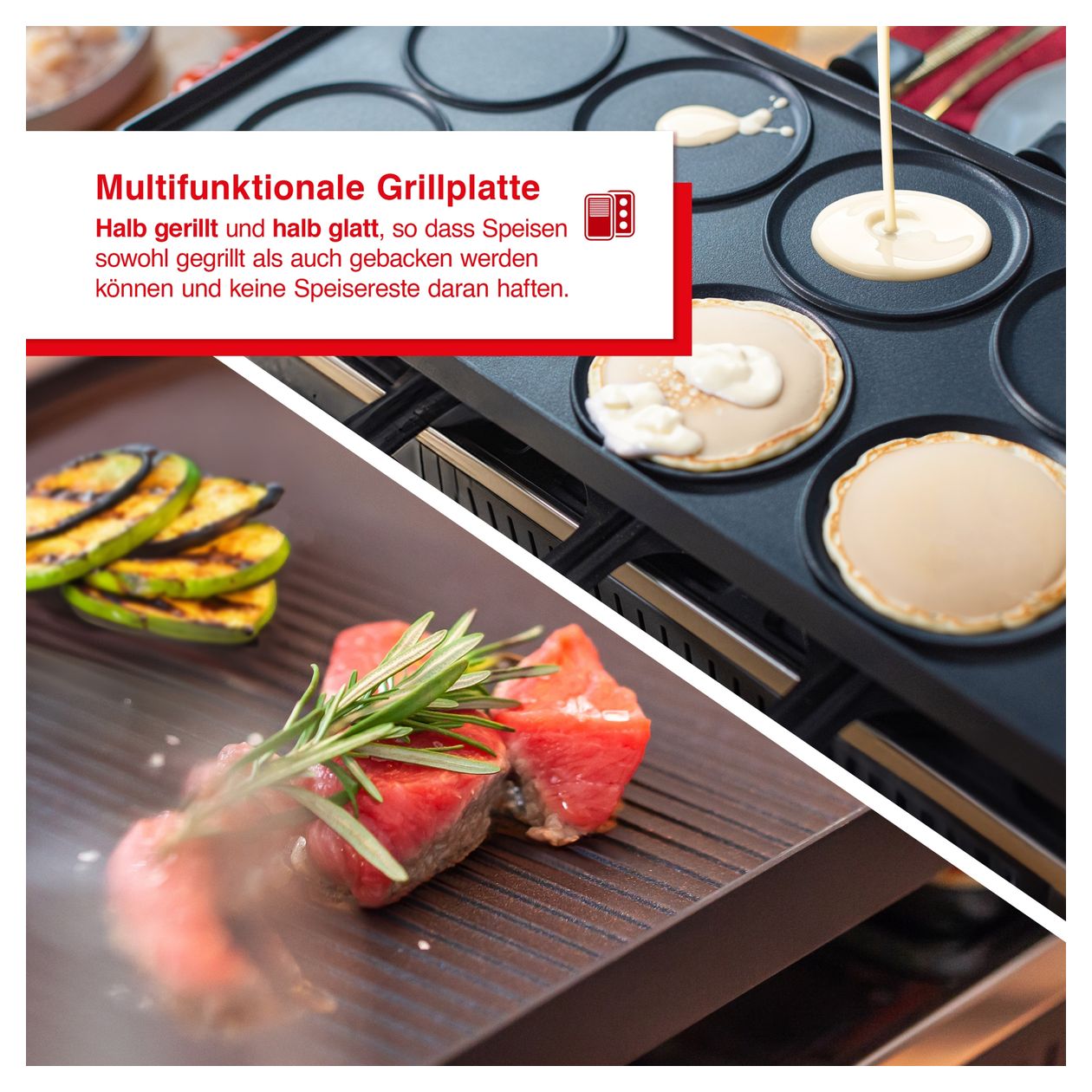 791  Raclette Tischgrill 4-in-1 2 Zone(n) 1400 W mit 280 x 570 mm Fläche  (Schwarz) 