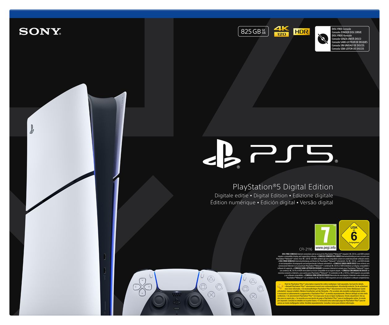 Playstation PS5 Slim Digital Edition  825 GB  (Schwarz, Weiß) 