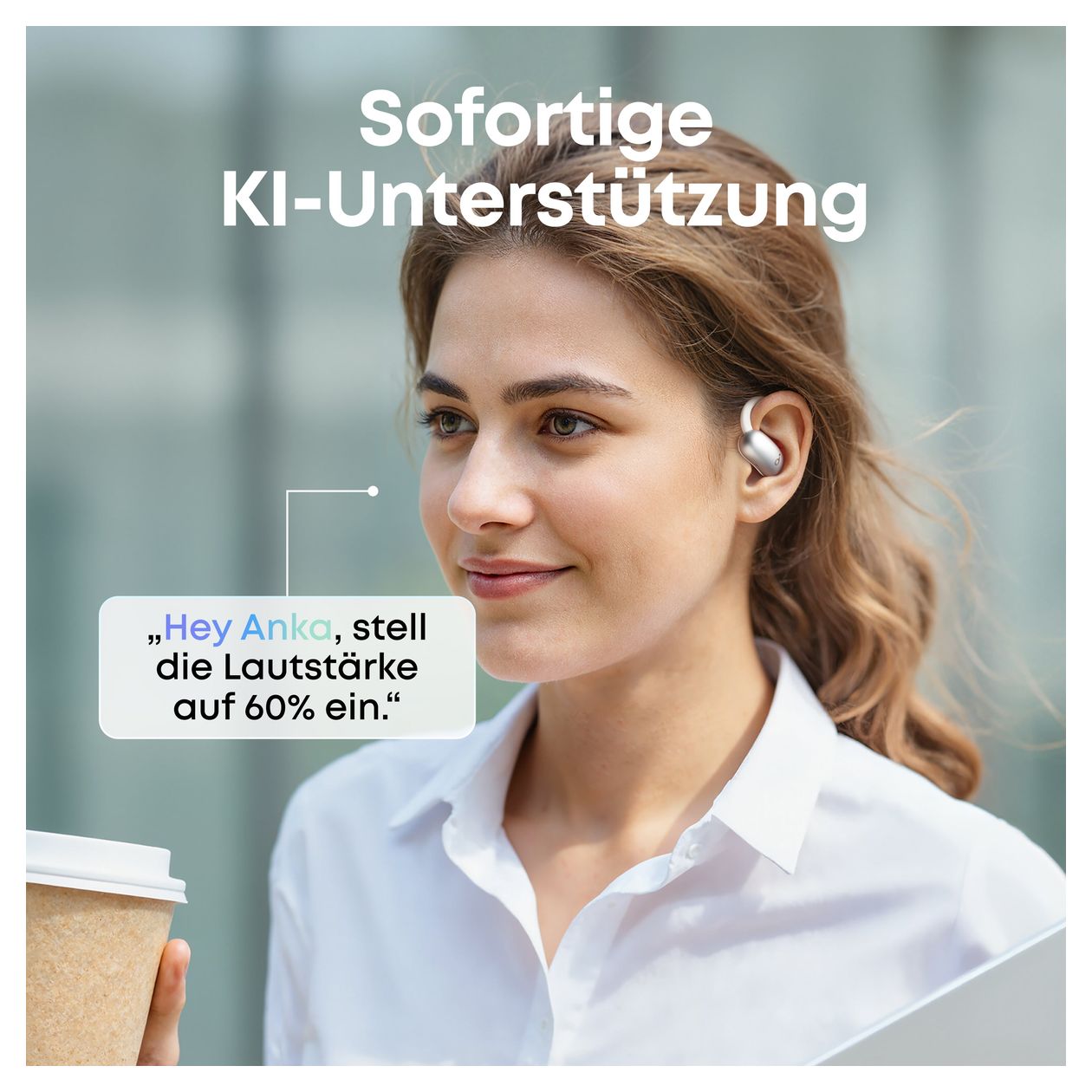 Aerofit 2 Ohraufliegender Bluetooth Kopfhörer kabellos 10 h Laufzeit IP55 USB Typ-C  (Weiß) 