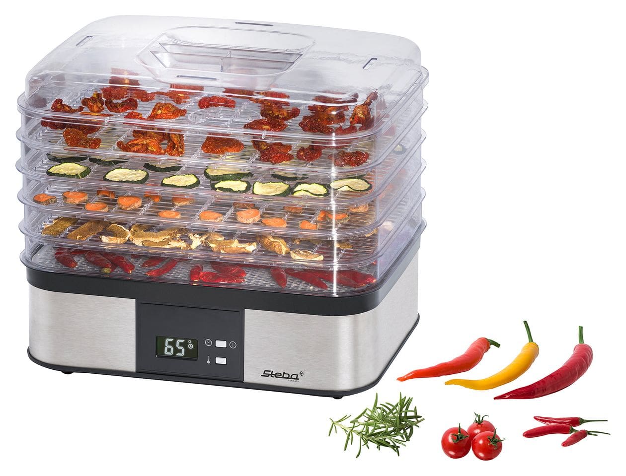 ED5 Dörrautomat 350 W 36 h Maximale Timer-Zeit 5 Dörrgitter 