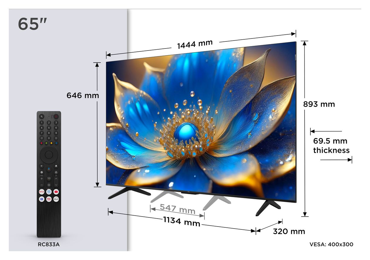 65QLED780K QLED 165,1 cm (65 Zoll) Fernseher 4K Ultra HD VESA 400 x 300 mm 