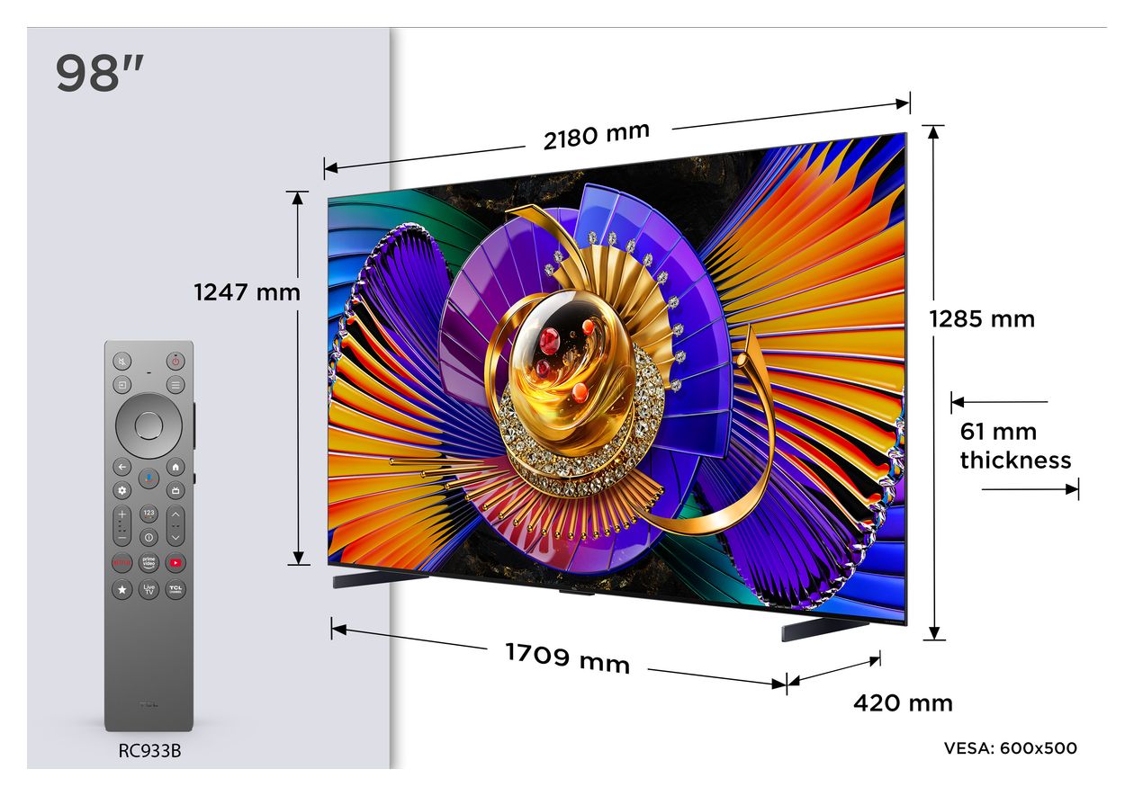98MQLED85L SQD-Mini LED 2,49 m (98 Zoll) Fernseher 4K Ultra HD VESA 600 x 500 mm 