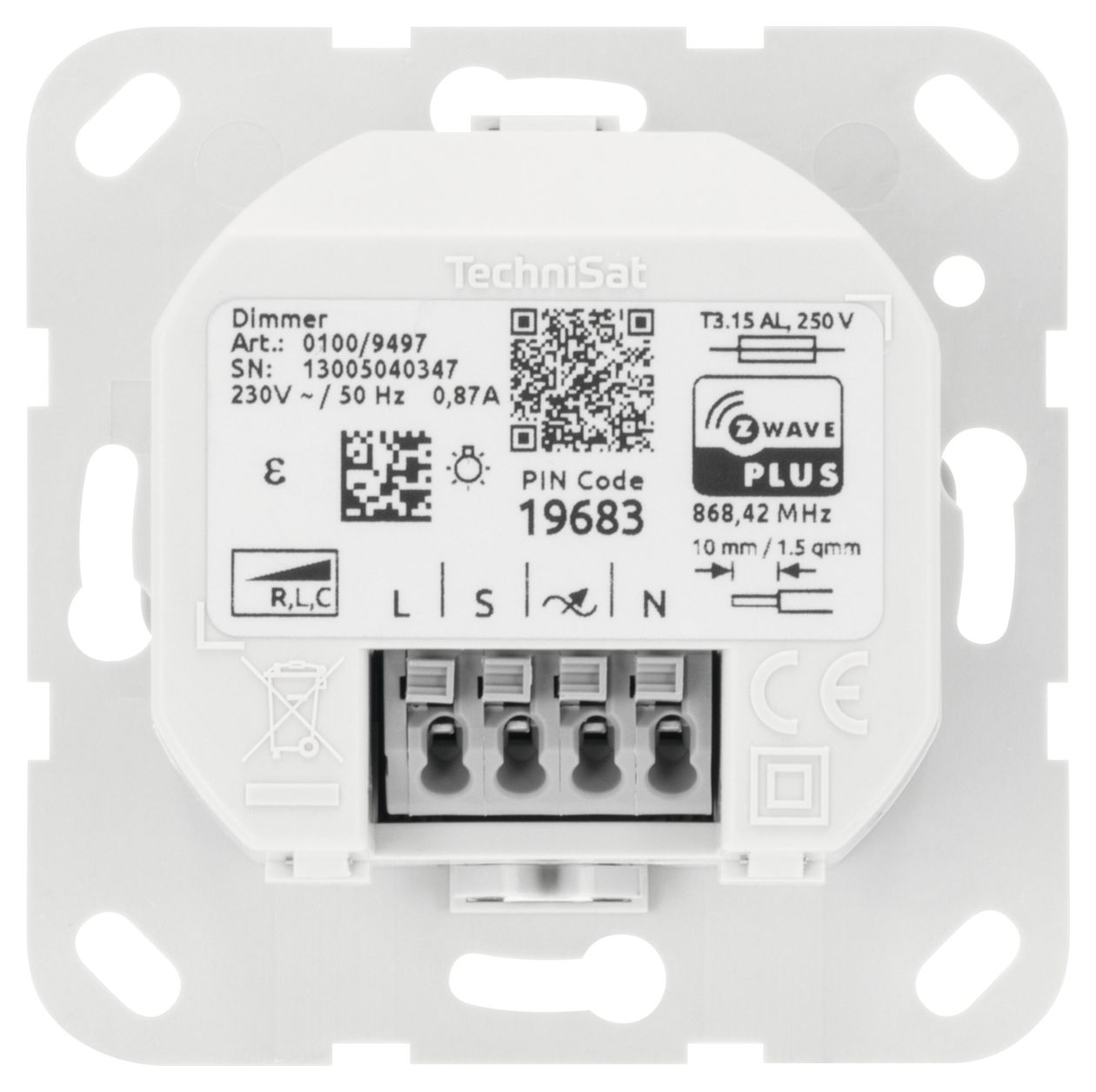 0100/9497 Dimmer-Einsatz für Gira System 55 