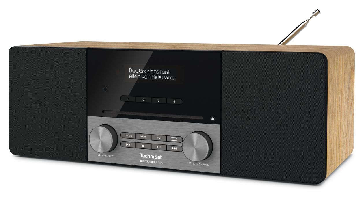 DigitRadio 3 ASA Bluetooth DAB+, FM Radio Tragbar  (Blackberry, Eiche) 