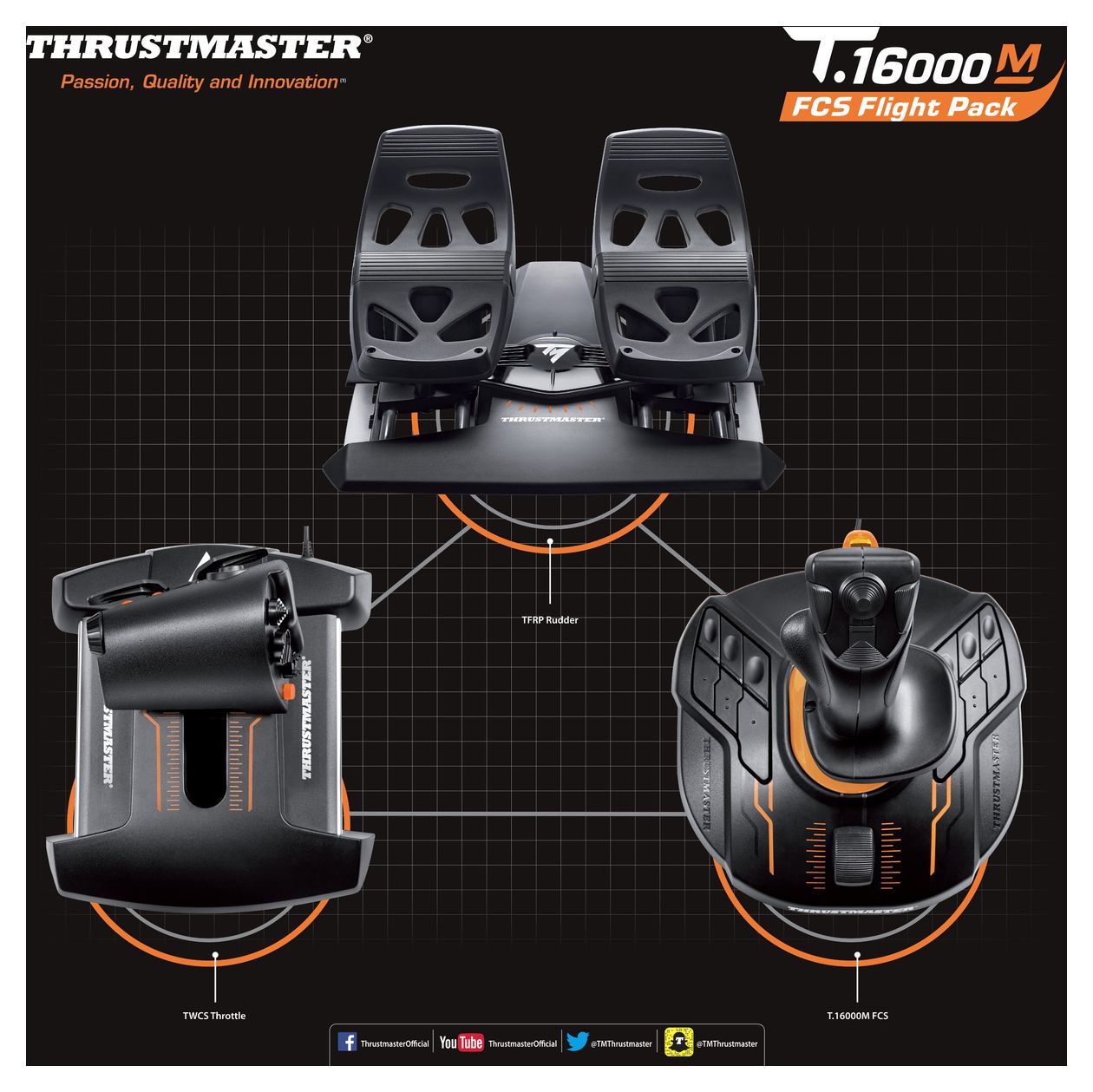 T.16000M FCS Flight Pack Analog / Digital Flugsimulation für PC  (Schwarz) 
