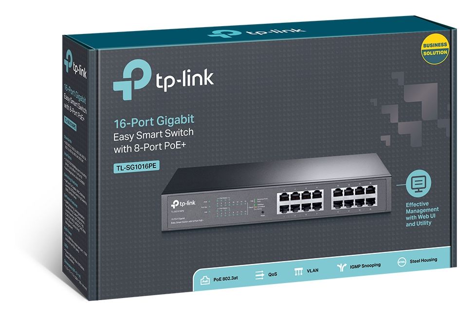 16-Port Gigabit Easy Smart Switch mit 8-Port PoE+ 