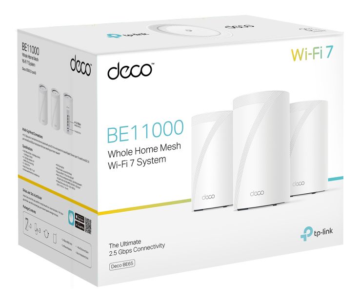 Deco BE65 3er Set WiFi 7 Router Tri-Band (2,4 GHz/5 GHz/6 GHz) 574 Mbit/s 