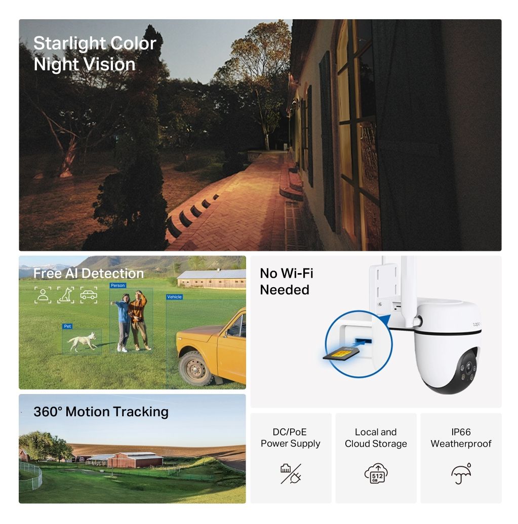 Tapo C501GW 1920 x 1080 Pixel IP-Sicherheitskamera IP66 Außen Nachtsicht  (Weiß) 