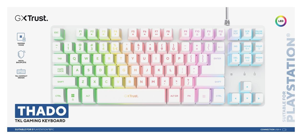 GXT833PS Thado TKL LED Gaming Tastatur USB  (Weiß) 