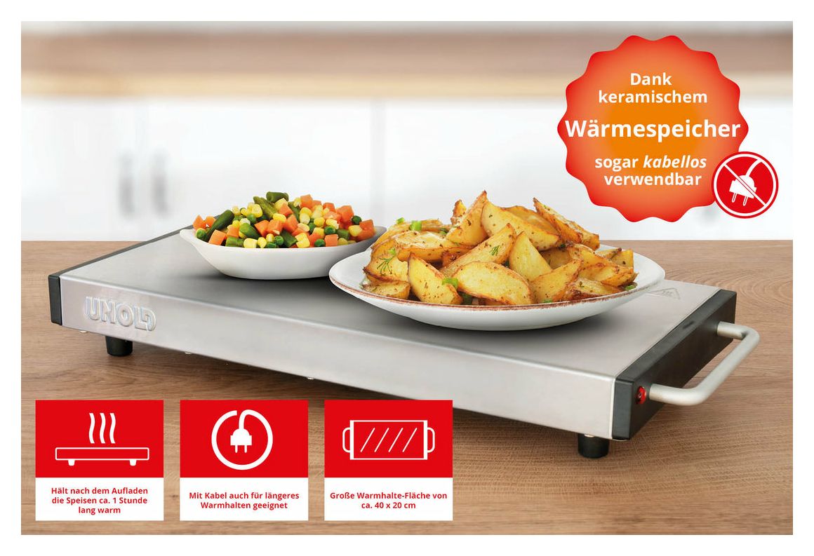 58845 Warmhalteplatte keramischer Wärmespeicher aufladbar - nur ca. 5 Minuten Aufheizzeit 
