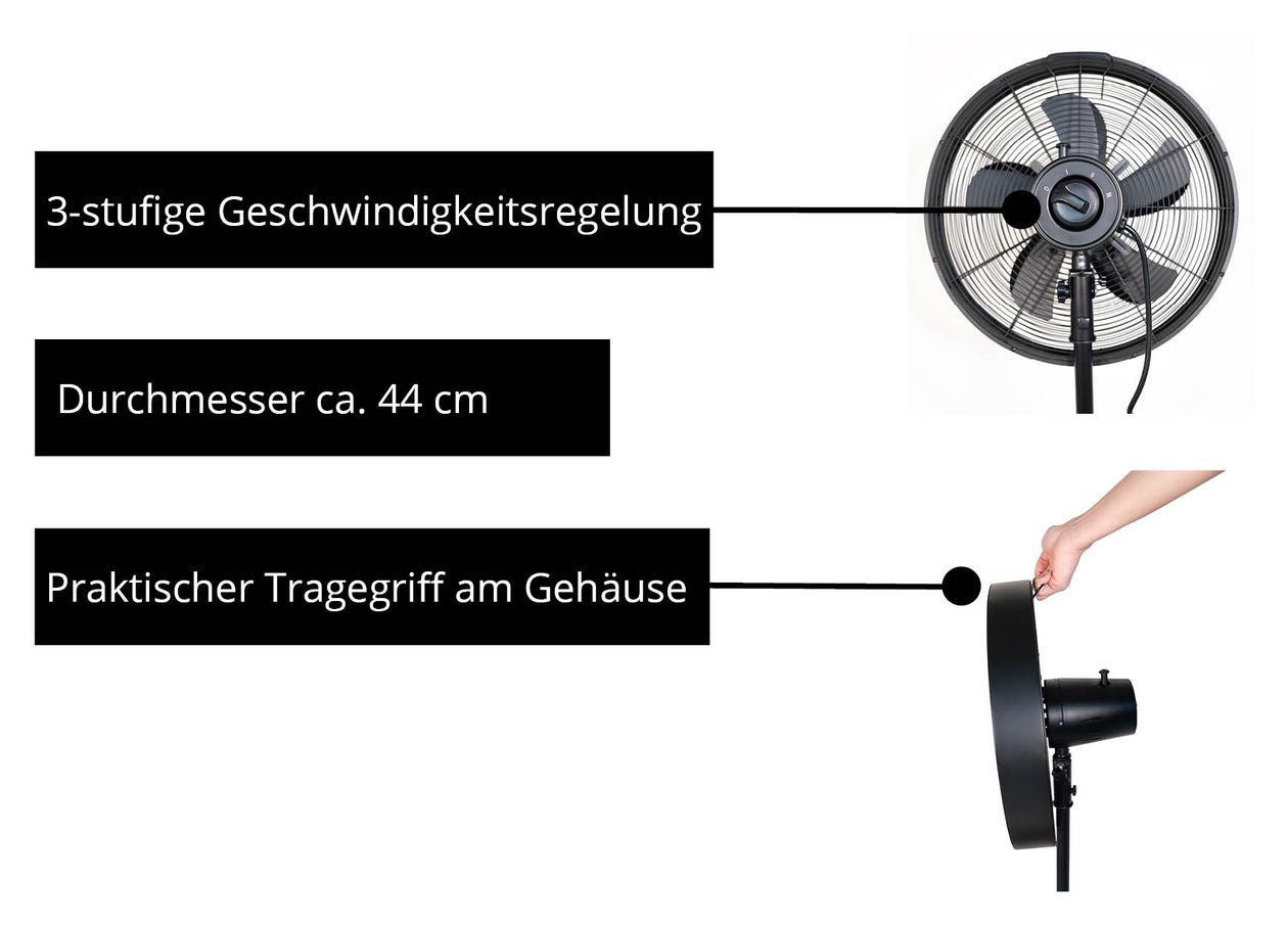 Black Steel Ventilator Stand neigbar  (Schwarz, Holz) 