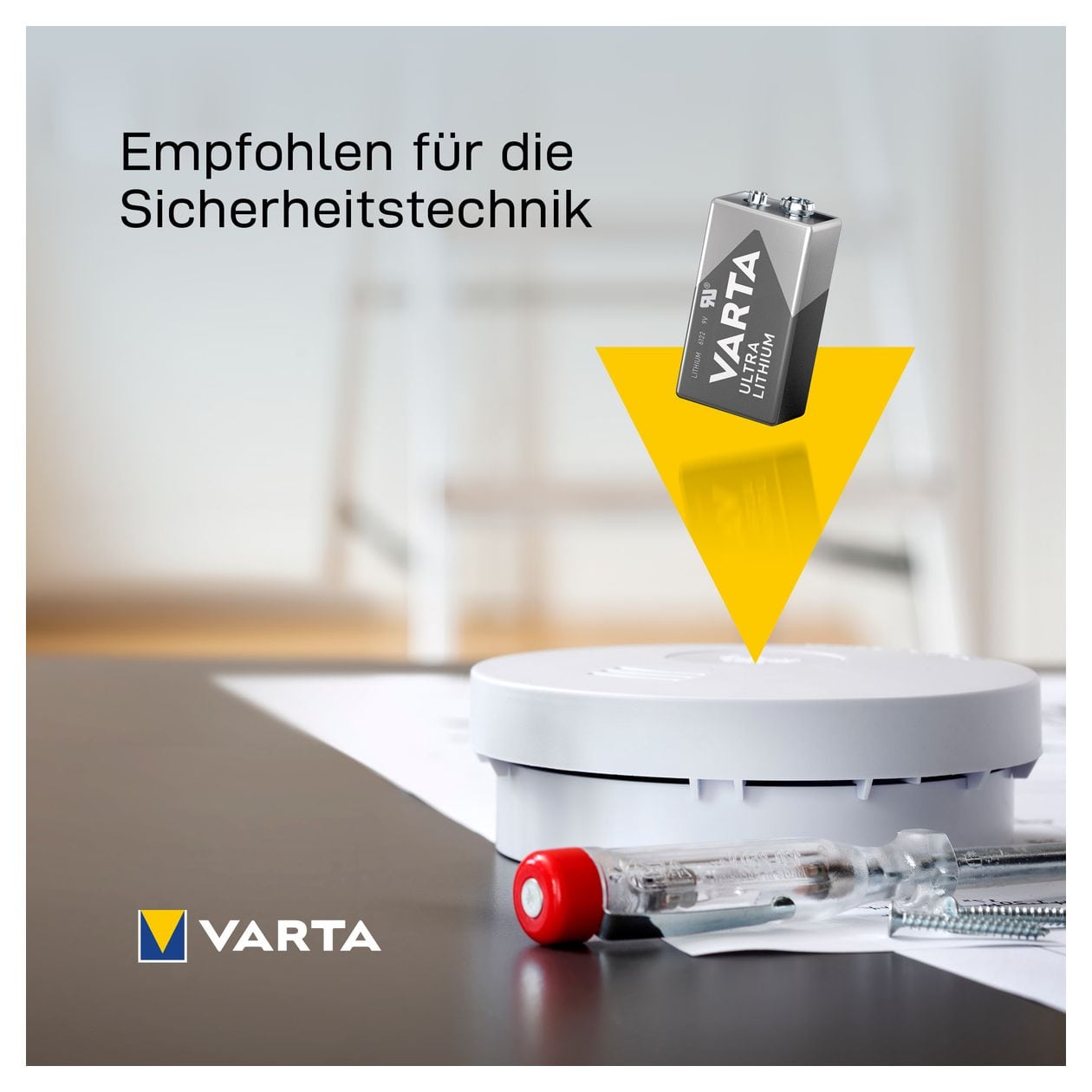 Batterien 9V Blockbatterie, 1 Stück, Ultra Lithium, hohe Leistung für Rauchmelder, Brand- & Feuermelder, Digitalkamera 