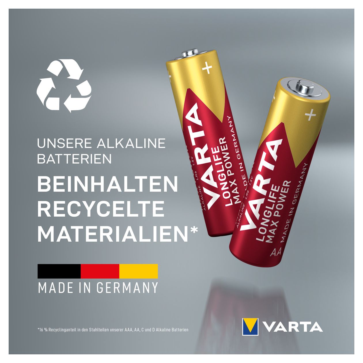 Longlife Max Power Batterie AA Alkali 1,5 V 4 Stück  (Rot/Gelb) 