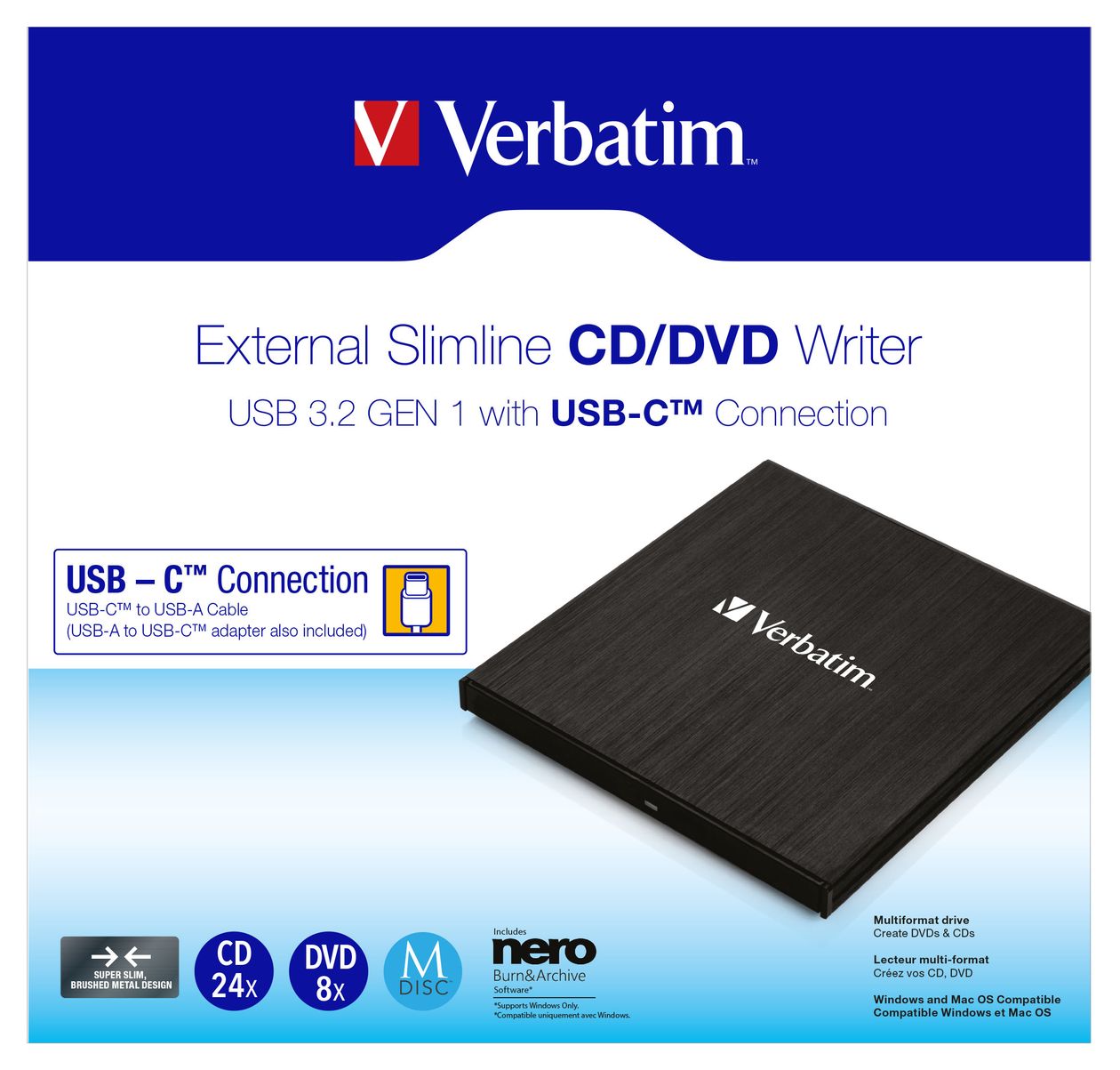 43886 Slimline externer CD/DVD-Brenner 