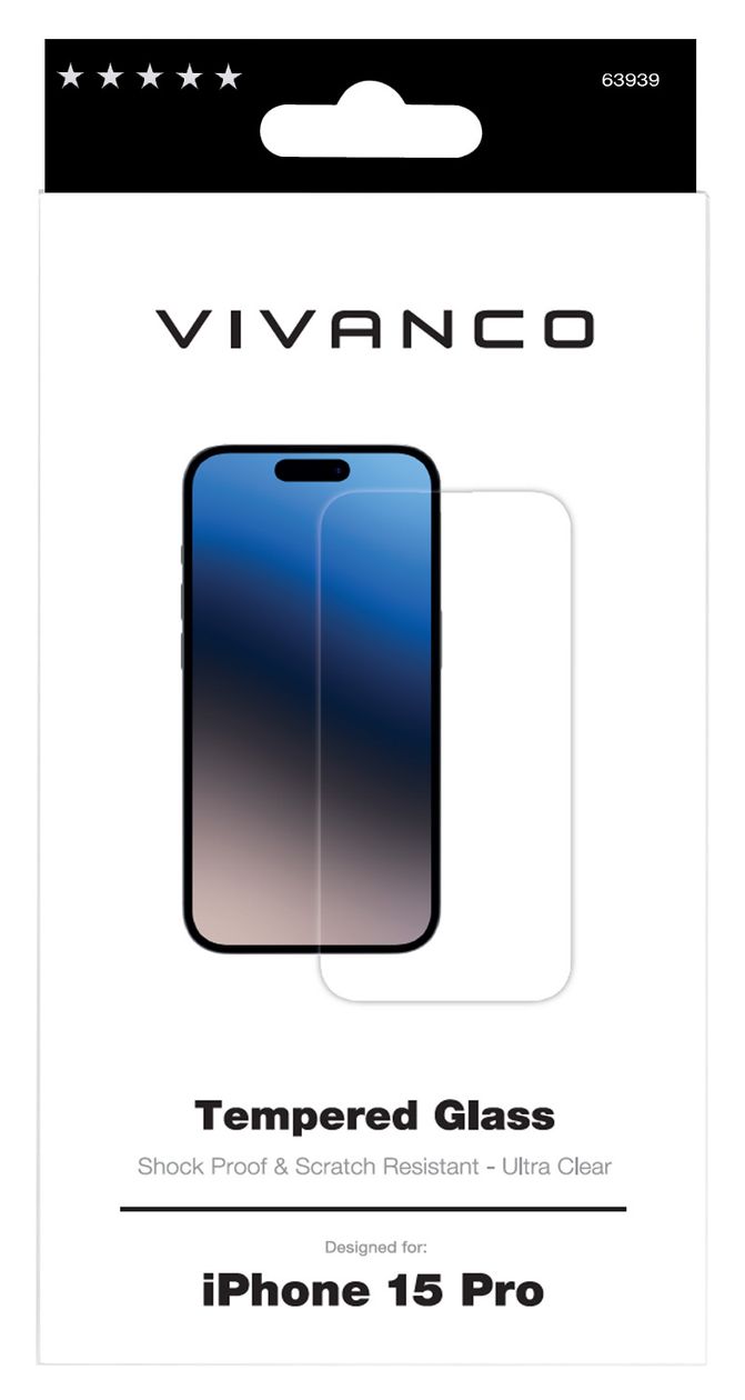 2D Klare Bildschirmschutzfolie gehärtetes Glas 9H für Apple iPhone 15 Pro 
