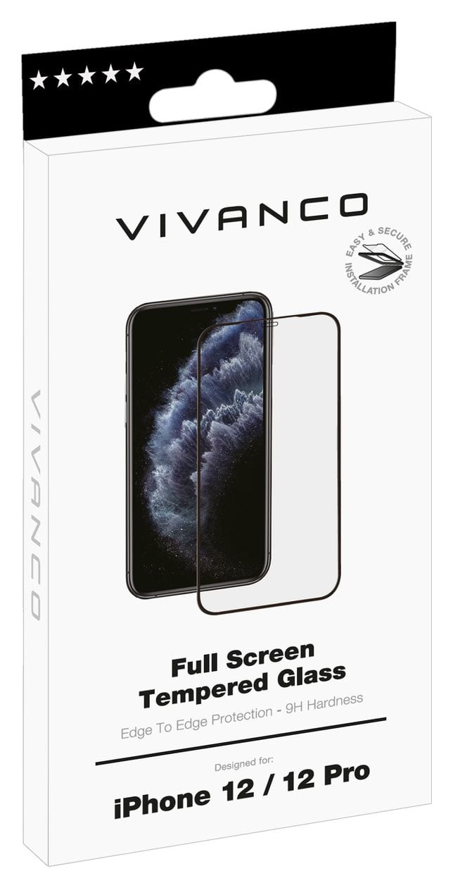 62137 Klare Bildschirmschutzfolie gehärtetes Glas 9H für  Apple iPhone 12, iPhone 12 Pro Stoßfest, Staubresistent, Ölbeständig, Kratzresistent, Splitterfrei 