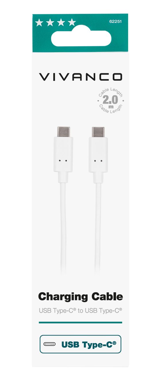 62251 USB C auf USB C Männlich 2 m  (Weiß) 
