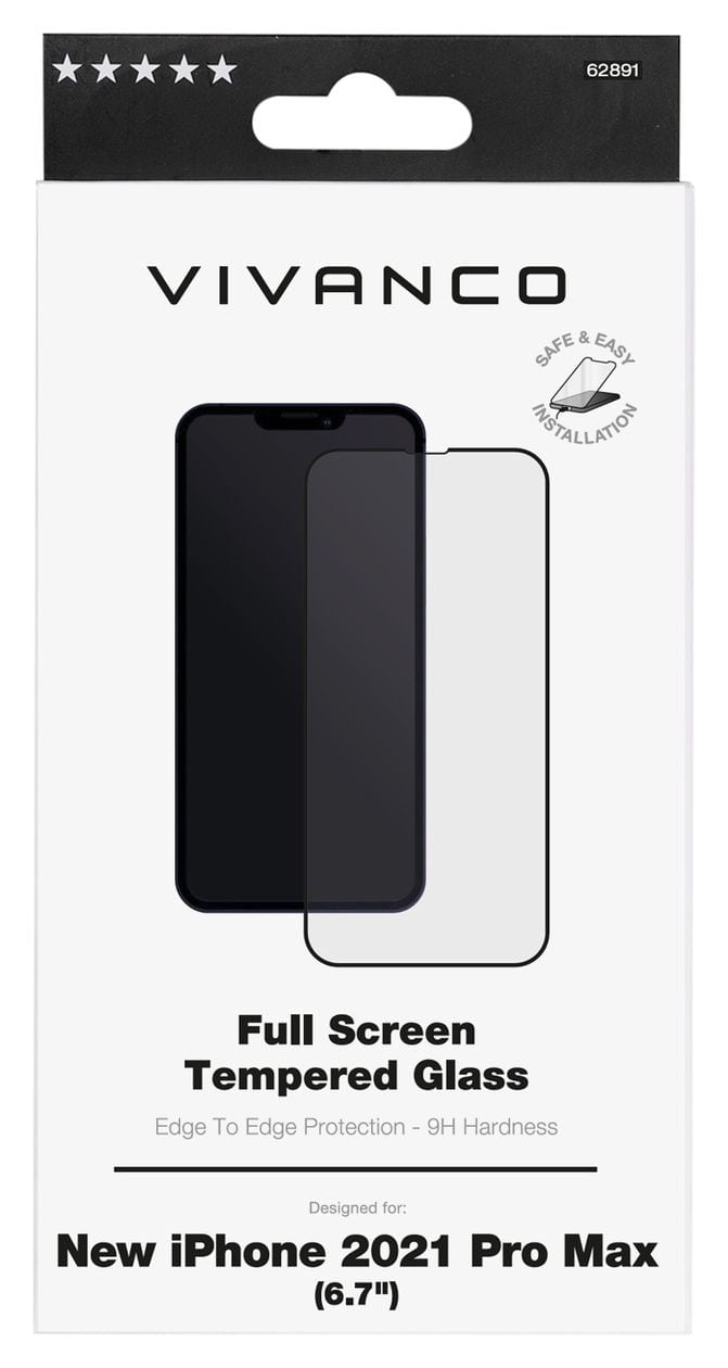 62891 Klare Bildschirmschutzfolie gehärtetes Glas 9H für  Apple iPhone 13 Pro Max Stoßfest, Staubresistent, Ölbeständig, Kratzresistent, Splitterfrei 