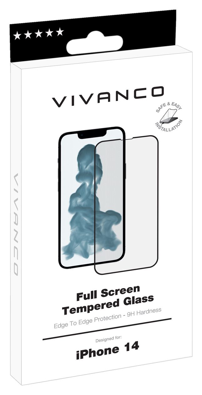 63439 Klare Bildschirmschutzfolie gehärtetes Glas 9H für  Apple iPhone 14 Schmutzabweisend, Schlagfest, Kratzresistent, Splitterfrei 