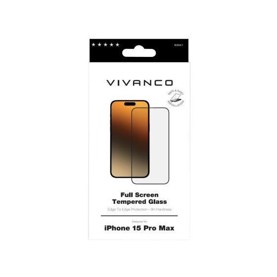 63941 Klare Bildschirmschutzfolie Glas 9H für  Apple iPhone 15 Pro Max Stoßfest, Schmutzabweisend, Schlagfest, Kratzresistent 