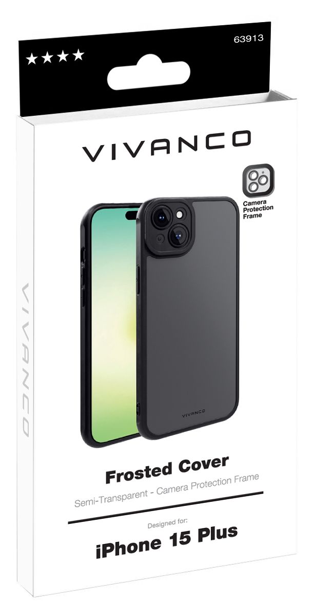 Frosted Cover für Apple iPhone 15 Plus (Schwarz, Transparent) 