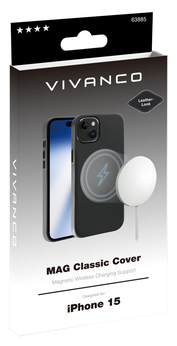 Mag Classic Cover für Apple iPhone 15  (Schwarz) 