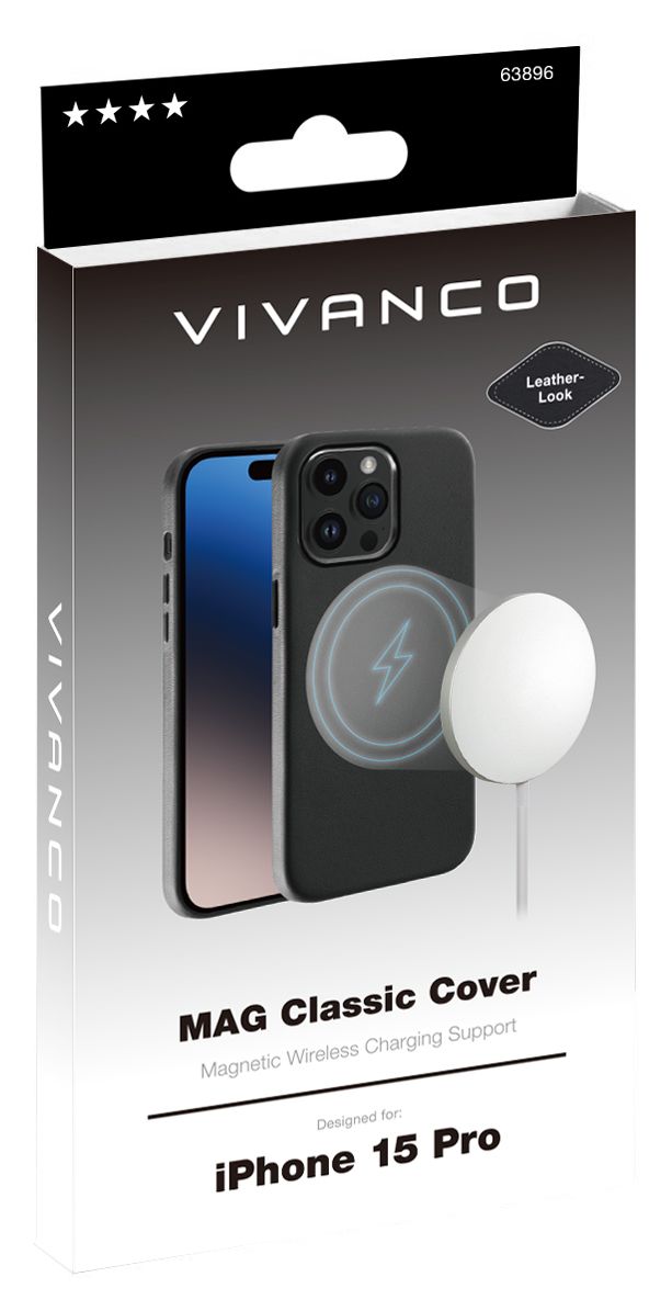 Mag Classic Cover für Apple iPhone 15 Pro  (Schwarz) 