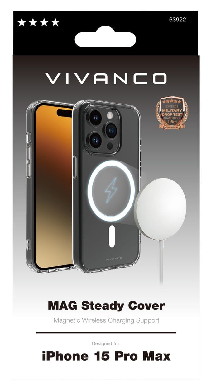 Mag Steady Cover für Apple iPhone 15 Pro Max  (Transparent) 