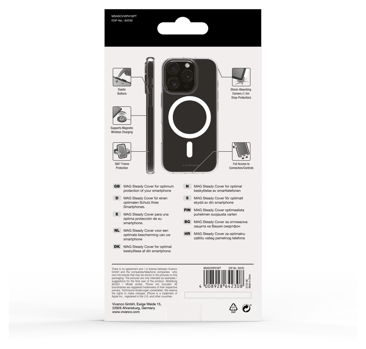 Mag Steady Anti Shock Cover für Apple iPhone 16 Pro  (Transparent, Weiß) 
