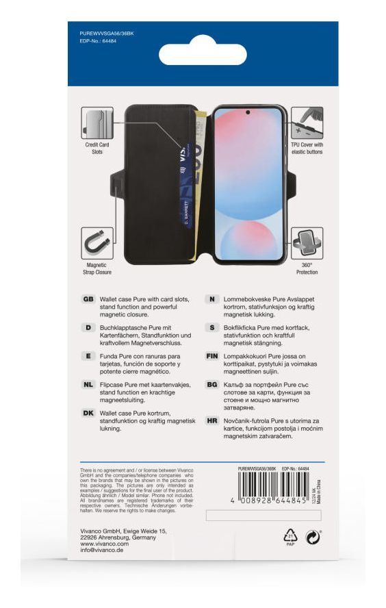 Pure Wallet Geldbörsenhülle für Samsung Galaxy A36 5G, Galaxy A56 5G  (Schwarz) 