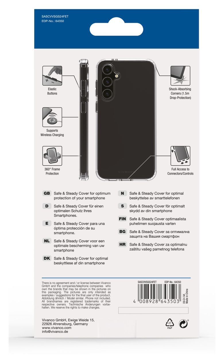 Safe and Steady Cover für Samsung Galaxy S24 FE  (Transparent) 